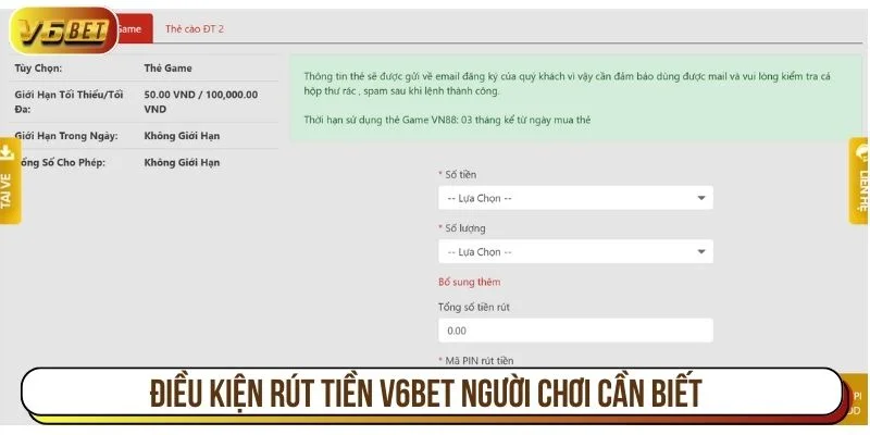 Người chơi cần đáp ứng được các điều kiện rút tiền